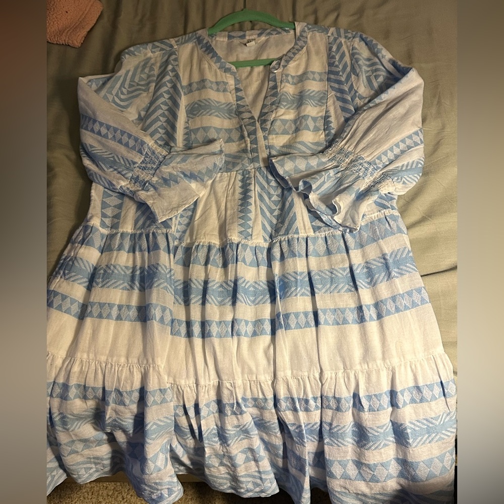 Blue and white dress